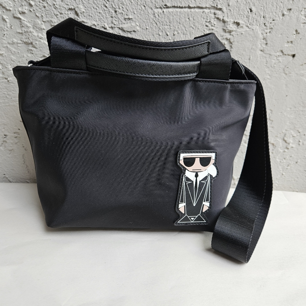 Karl Lagerfeld Paris Amour Black Nylon Crossbody purse handbag